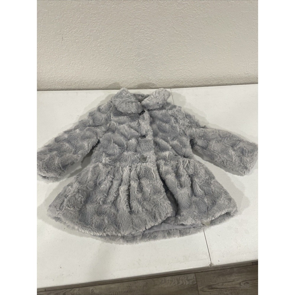 Calvin Klein Baby Jeans Grey Faux Fur Toddler Girls Coat Jacket Size 2T